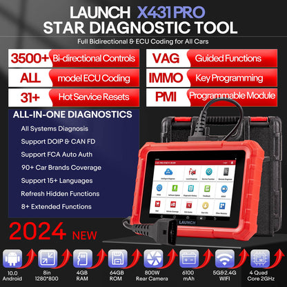 Launch X431 PRO STAR Bidirectional Diagnostic Scanner Supports CAN FD DoIP 31 Service Functions ECU Coding upgrade of X431 V and Pro Elite