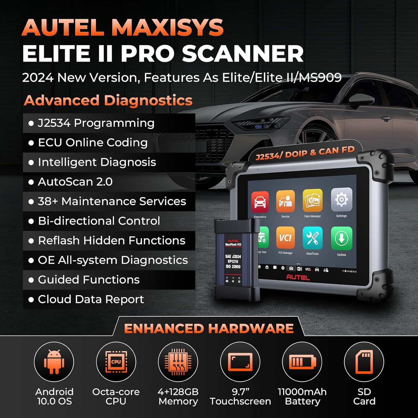 2026 Autel MaxiSys Elite II Pro Diagnosis & AutoScan 2.0 with J2534 ECU Programming Coding 38+services New Version of MS909/ MS919/ Ultra