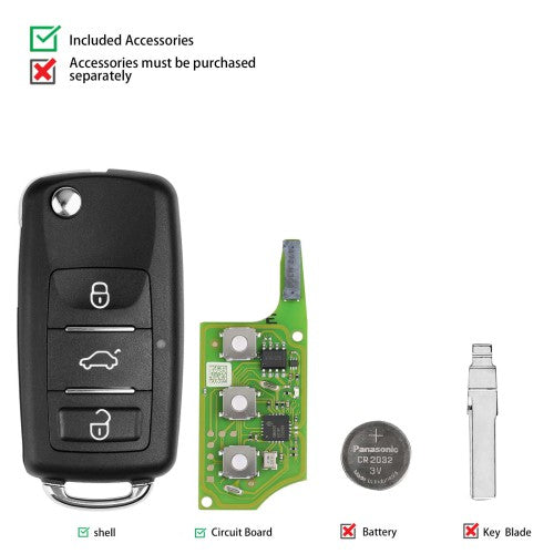 2025 Xhorse XEB510EN Volkswagen B5 Type Super Remote with XT27B Super Chip 5pcs/lot