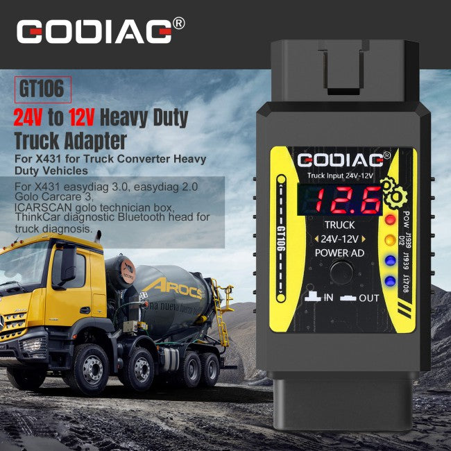 GODIAG GT106 24V to 12V Heavy Duty Truck Adapter for X431 for Truck Converter Heavy Duty Vehicles Diagnosis Support ThinkCar, Thinkcar2, Thinkdiag