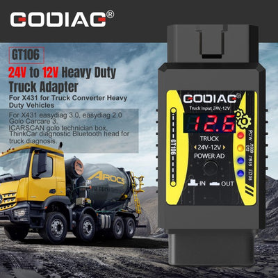 GODIAG GT106 24V to 12V Heavy Duty Truck Adapter for X431 for Truck Converter Heavy Duty Vehicles Diagnosis Support ThinkCar, Thinkcar2, Thinkdiag
