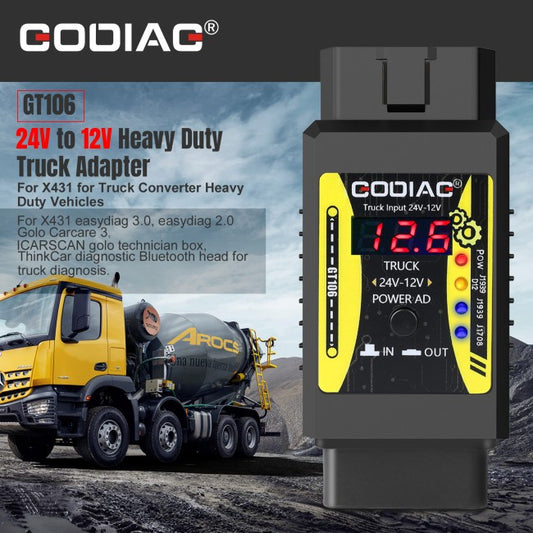 GODIAG GT106 24V to 12V Heavy Duty Truck Adapter for X431 for Truck Converter Heavy Duty Vehicles Diagnosis Support ThinkCar, Thinkcar2, Thinkdiag