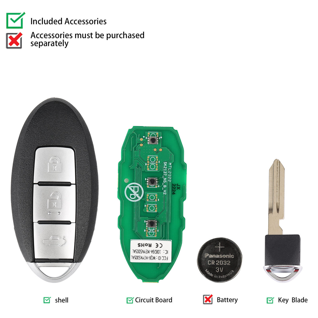 AUTEL IKEYNS004AL Universal Smart Key for Nissan, 3 Buttons, 10Pcs/Set
