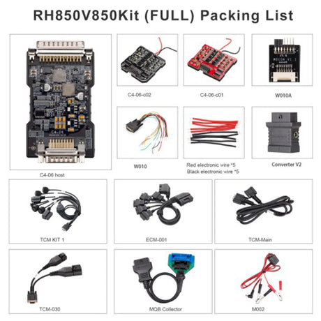 OBDSTAR RH850/V850 Full Adapter Kit with MQB Collector ECM001 & TCM030 for MQB All Keys Lost, IMMO Data Reading & Airbag Reset