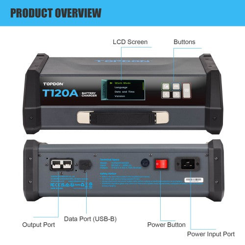 TOPDON TORNADO T120A (TOPDON 120000) 5M (16 Ft) Clamp-T120A (T1200005) Power Supply & Battery Charger