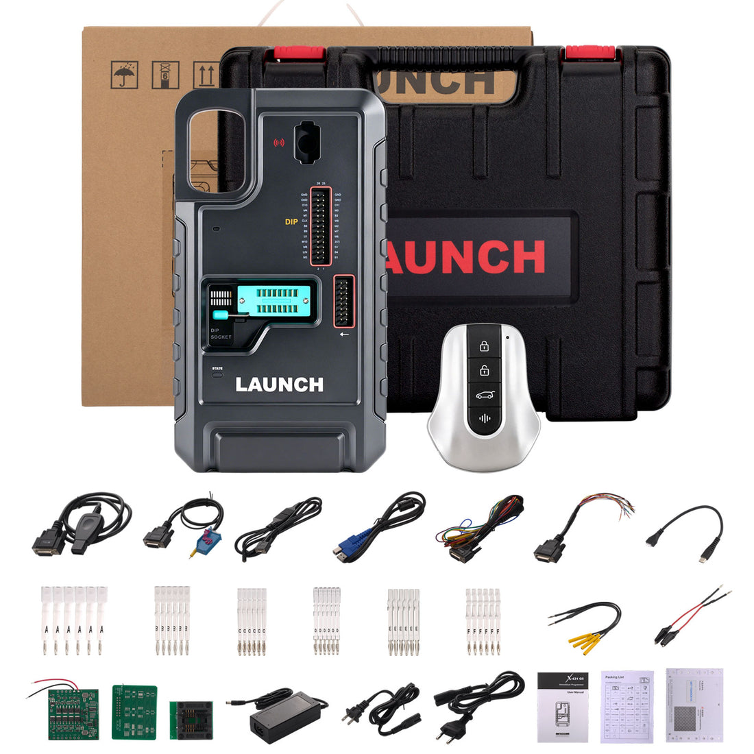 Programador LAUNCH X-431 PROG5 IMMO 3 en 1 para vehículos europeos, compatible con emparejamiento de llaves, programación de llaves, clonación y escritura de ECU/TCU