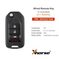 5pcs/lot Xhorse XKHO01EN 3+1 Button 2nd Generation Wire Remote Key Fob for Honda Type