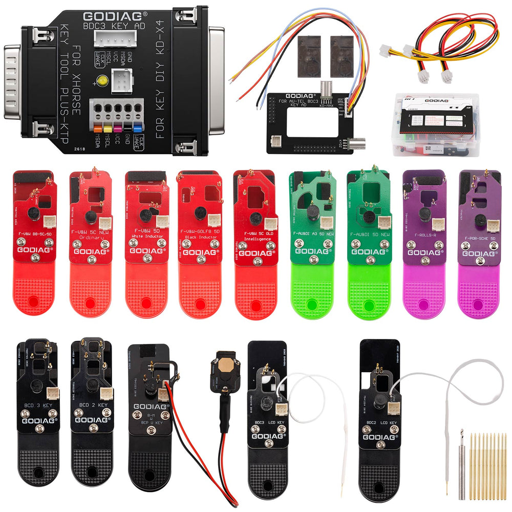 GODIAG BCP U KEY BDC2 BDC3 14-in-1 Adapter Kit for 5C/ 5D Encrypted Key Programming & Matching Supports KEY TOOL PLUS/IM608/KD-MAX/KYDZ Tablets