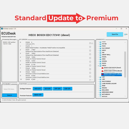 ECUDesk Standard Version Update to Premium Version No file Limitation Per Day Supports IMMO OFF, Speed Limit OFF