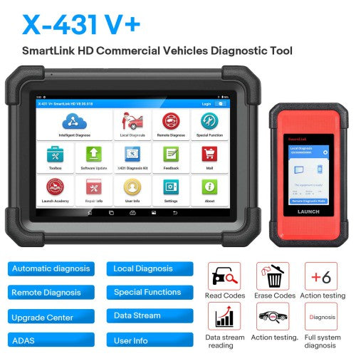 Launch X431 V+ SmartLink HD Heavy Duty Truck Diagnostic Tool for 12V 24V Trucks