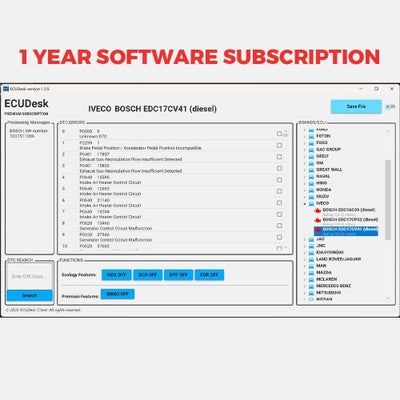 1 Year Software Subscription for ECUDesk Standard Version ECU Tuning Software