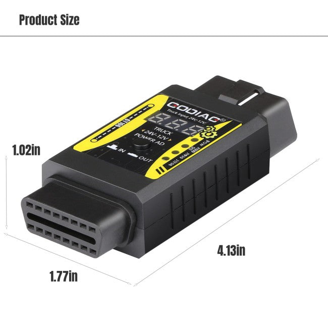 GODIAG GT106 24V to 12V Heavy Duty Truck Adapter for X431 for Truck Converter Heavy Duty Vehicles Diagnosis Support ThinkCar, Thinkcar2, Thinkdiag