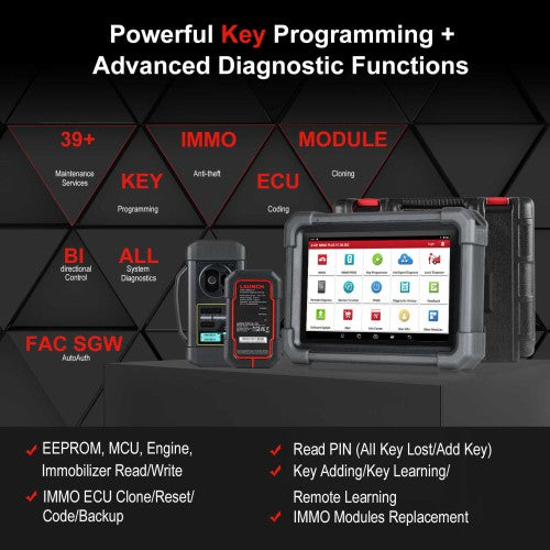 2026 Launch X431 IMMO Plus Key Programmer 3-in-1 IMMO Clone Diagnostics Functions Global Version Supports MQB RH850 BMW BDC2 Add Key