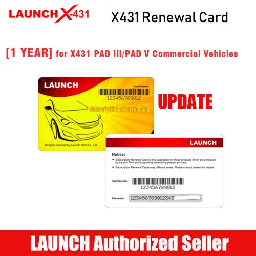 Launch X431 PAD III/PAD V/ PAD V Elite Software Renewal Card for Gasoline Vehicles
