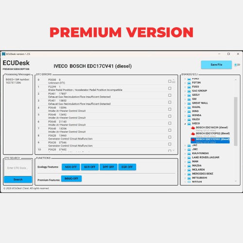 برنامج ECUDesk الإصدار المميز V2.0.1 لإعادة برمجة وحدة التحكم الإلكتروني يدعم إيقاف IMMO/ إيقاف محدد السرعة مع ملفات غير محدودة يومياً