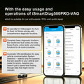 VIDENT iSmartDiag500PRO-VAG Supports Android & iOS, Bluetooth, Basic& Advanced Diagnostics , For Volkawagen, For Audi, For Seat, For Skoda Vehicles