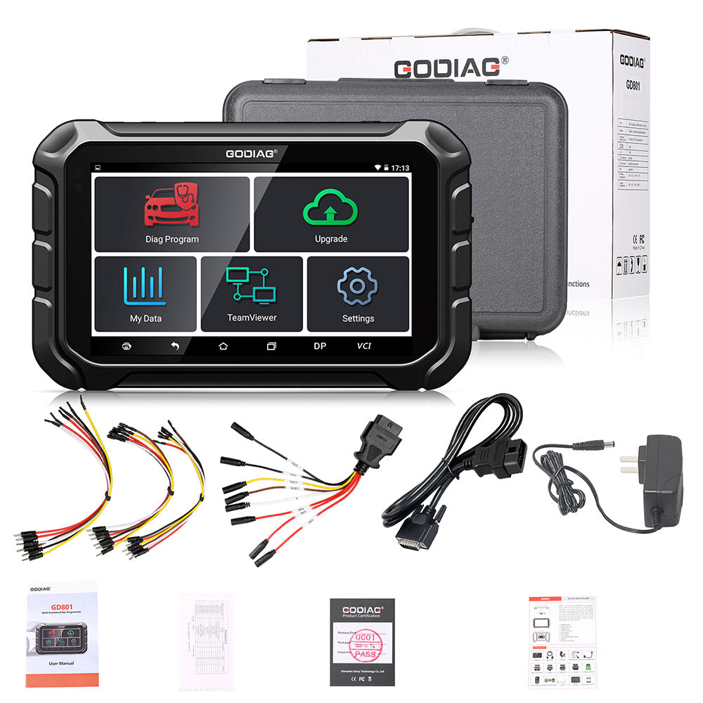 Alat Pemindai OBDII GODIAG GD801 ODOMASTER untuk Koreksi Jarak Tempuh, Lebih Unggul daripada OBDStar X300M, Termasuk Kabel FCA 12+8 Gratis