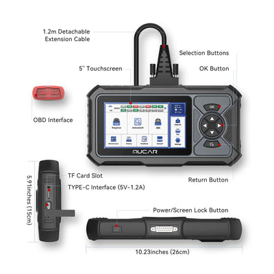 THINKCAR MUCAR CDE900 LITE THINKCAR Full System Car Diagnostic Scanner, Complete OBD2 Functions Supported, 21 Multilingual Options, Select 5 Reset Functions Out of Total 28 Reset Services