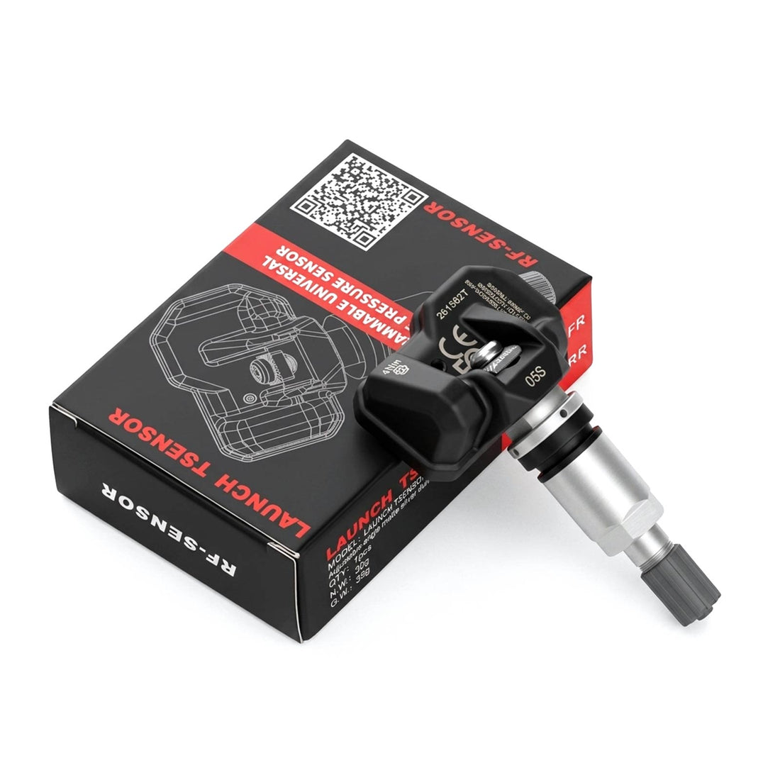 LAUNCH TSENSOR-05S RF TPMS 센서 (조절 가능한 각도의 해외 구성, 샌드블라스트 실버 알루미늄)