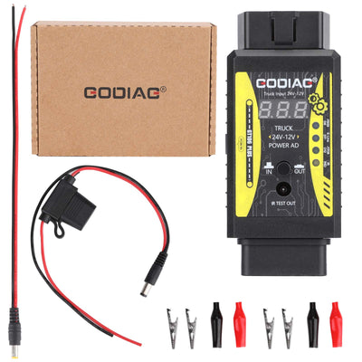 GODIAG GT106 PLUS 24V to 12V Heavy Duty Truck Adapter Newly Added Fuel Injector Cleaning & Testing Relay Testing for Cars & Trucks