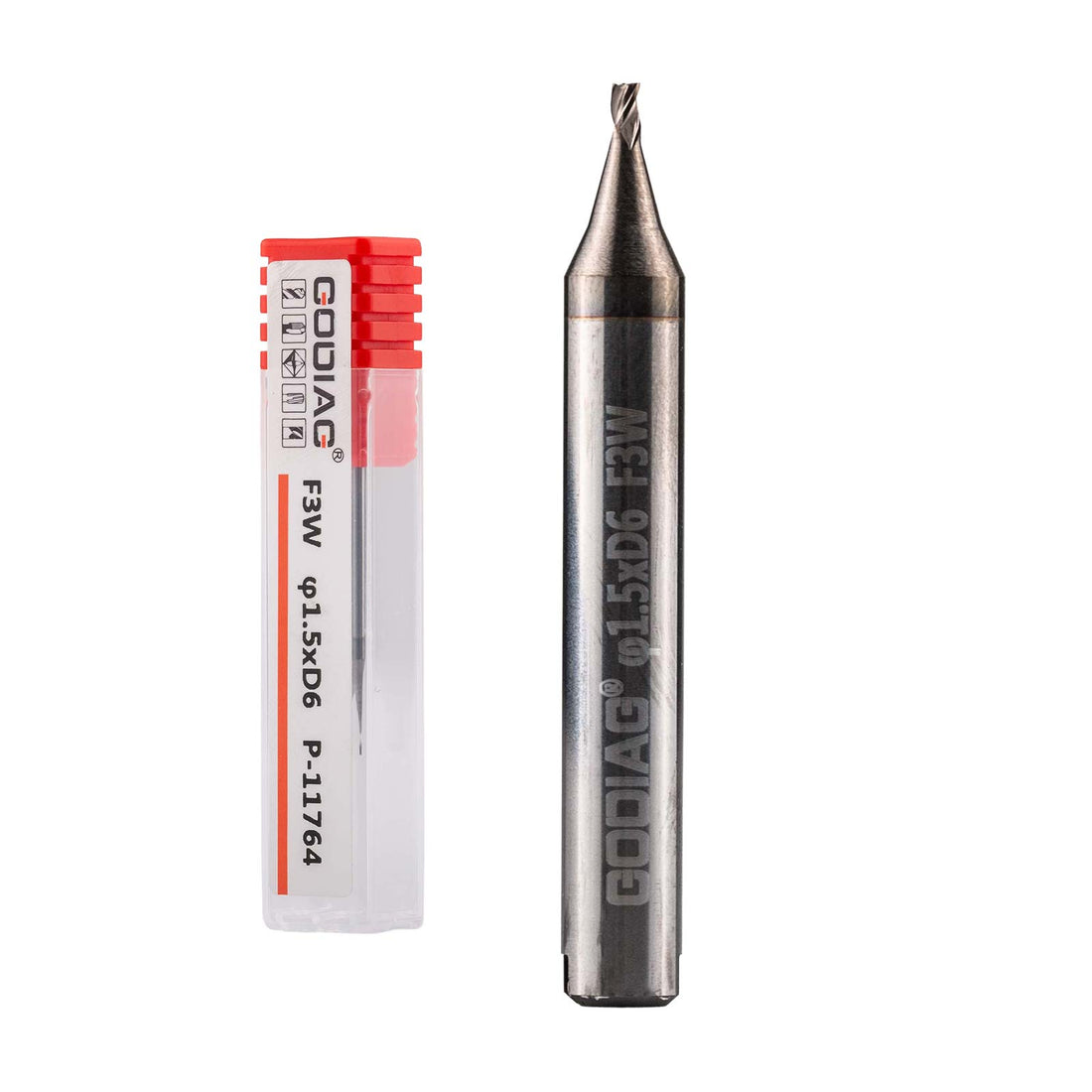 Фреза для торцевого фрезерования GODIAG F3W 1,5 мм φ1,5×D6×45L×3F для SILCA MATRIX PRO, MATRIX EVO, MATRIX SLX, MATRIX SX, MATRIX S