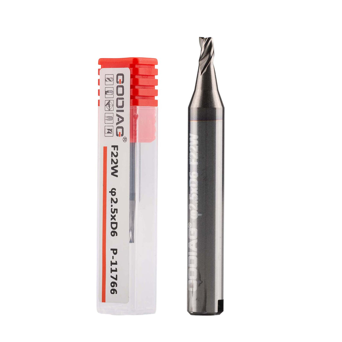 GODIAG F22W 2.5MM End Milling Cutter φ2.5xD6x45Lx3F For SILCA MATRIX PRO, MATRIX EVO, MATRIX SLX, MATRIX SX, MATRIX S