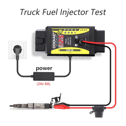 GODIAG GT106 PLUS 24V to 12V Heavy Duty Truck Adapter with Fuel Injector Cleaning & Testing and Relay Testing Function