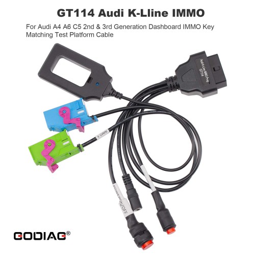 GODIAG GT114 Audi K-Lline IMMO for Audi A4 A6 C5 2nd & 3rd Generation Dashboard IMMO Key Matching Test Platform Cable